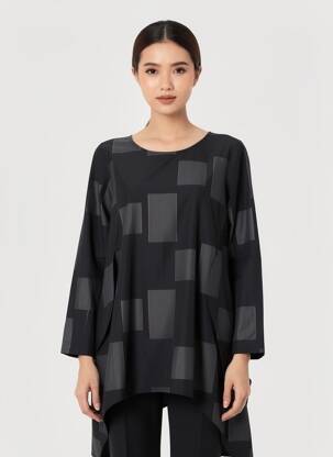 Tunică mâneci lungi guler rotund negru URBAN BY ALEMBIKA femeie