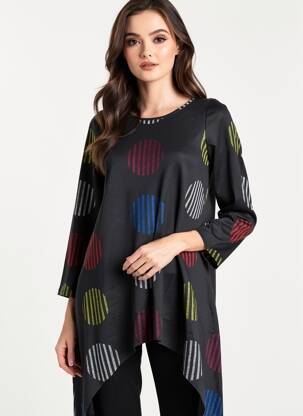 Pulover tunică elasticitate mâneci 3/4 negru KOZAN femeie