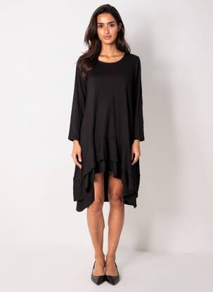Rochie midi mâneci 3/4 mâneci 3/4 negru KOZAN femeie