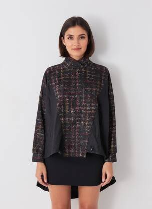 Tunică mâneci lungi croială asimetrică negru KOZAN femeie