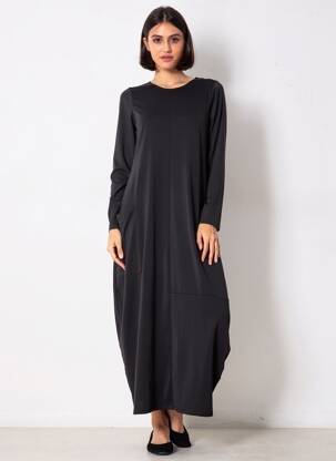 Rochie lungă mâneci lungi mâneci lungi negru KOZAN femeie