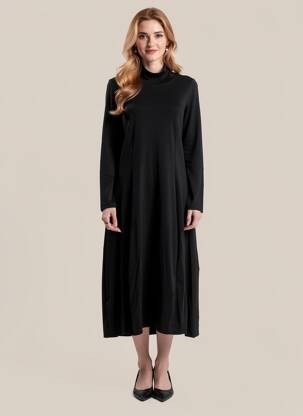 Rochie midi mâneci lungi mâneci lungi negru ALEMBIKA femeie