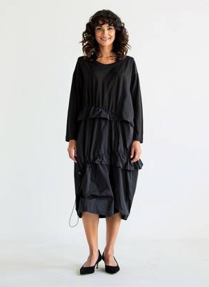 Rochie midi mâneci lungi mâneci lungi negru URBAN BY ALEMBIKA femeie