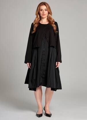 Rochie midi mâneci lungi mâneci lungi negru URBAN BY ALEMBIKA femeie