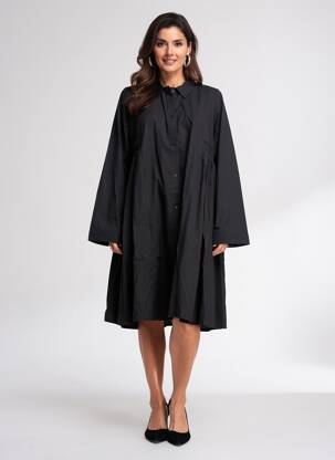 Rochie midi mâneci lungi mâneci lungi negru GERSHON BRAM femeie