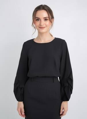 Top imprimeu fantezie mâneci 3/4 negru ELSEWHERE femeie