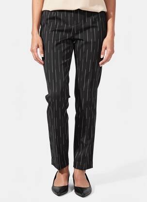Pantalon slim talie elastică mărime normală negru ALEMBIKA femeie