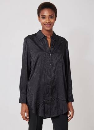 Tunică mâneci lungi închidere cu nasturi pe față negru SPORTALM femeie