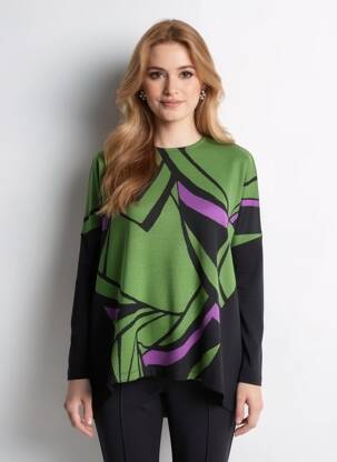 Pulover tunică elasticitate mâneci lungi verde EVER SASSY femeie