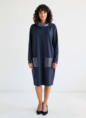 Rochie midi mâneci lungi mâneci lungi albastru TUZZI femeie