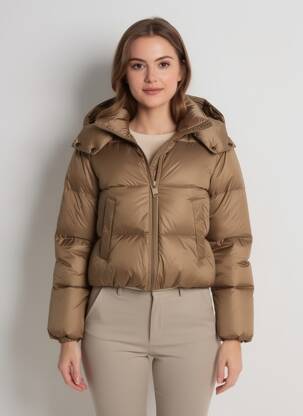 Geacă matlasată mâneci lungi cu glugă maro MPC (MA PETITE CAPSULE) femeie