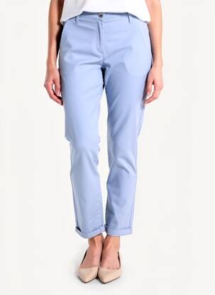 Pantalon chino țesătură poplin mărime normală albastru EAST DRIVE femeie