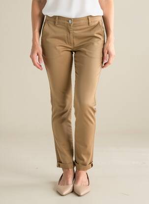 Pantalon chino țesătură poplin mărime normală maro EAST DRIVE femeie