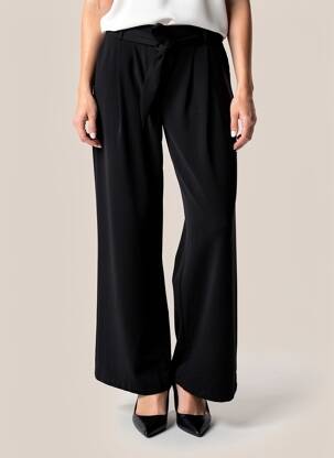 Pantalon larg țesătură poplin mărime normală negru IKKS femeie