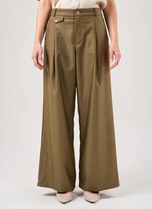 Pantalon larg țesătură poplin mărime normală verde FREEMAN T.PORTER femeie