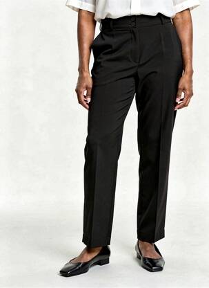 Pantalon drept țesătură crep talie înaltă negru LAUREN VIDAL femeie