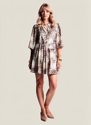 Rochie scurtă mâneci 3/4 mâneci 3/4 bej FREEMAN T.PORTER femeie