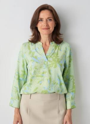 Bluză manșete cu nasturi și deschidere mâneci lungi verde OLSEN femeie