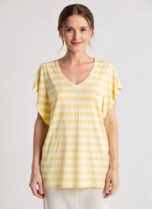 Tricou guler în v mâneci scurte galben LIU JO femeie