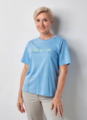 Tricou elasticitate mâneci scurte albastru JOY OF LIFE femeie
