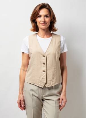 Vestă fără mâneci buzunare bej ANDAM femeie