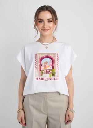 Tricou croială dreaptă mâneci scurte alb LIU JO femeie