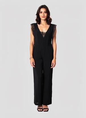Salopetă-pantalon țesătură crep mâneci scurte negru ARTLOVE femeie