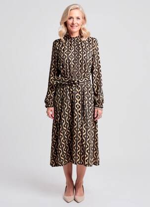 Rochie lungă imprimeu fantezie mâneci lungi negru MADEMOISELLE YEYE femeie