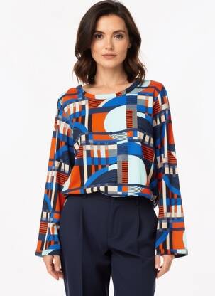 Top mâneci lungi mâneci lungi albastru MADE IN SENS femeie