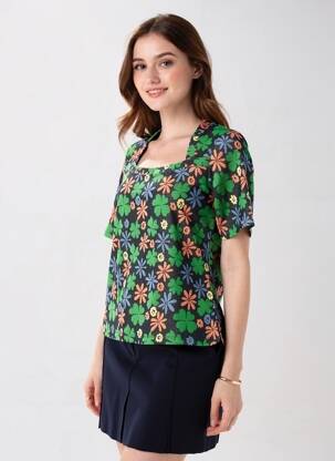 Pulover croială cambrată mâneci scurte verde WHO'S THAT GIRL femeie
