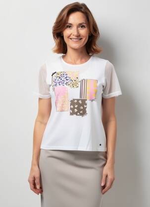 Tricou imprimeu fantezie mâneci scurte alb GERRY WEBER femeie