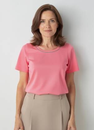 Tricou croială cambrată mâneci scurte roz TELMAIL femeie