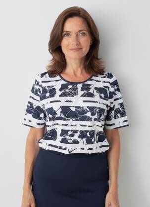 Tricou imprimeu fantezie mâneci scurte albastru RABE femeie