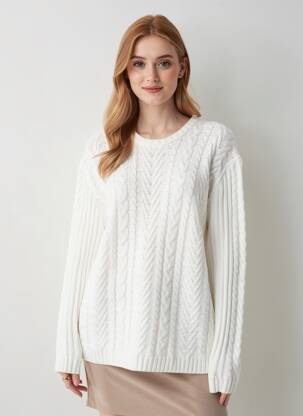 Pulover strânsă pe partea de jos mâneci lungi bej LEE COOPER femeie