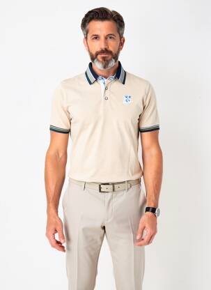 Polo croială dreaptă mâneci scurte bej BLACK WELLIS bărbat