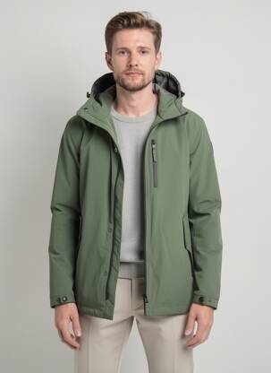 Parka finisaj interior căptușeală satinată cu glugă verde DAYTONA bărbat
