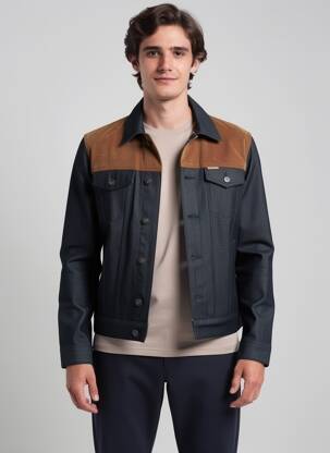 Jachete casual închidere cu nasturi pe față negru IRON AND RESIN bărbat