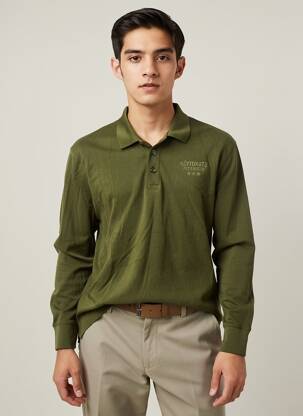 Polo mâneci lungi mâneci lungi verde DAYTONA bărbat