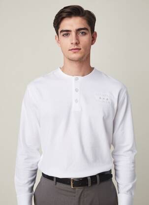 Tricou croială cambrată mâneci lungi alb DAYTONA bărbat