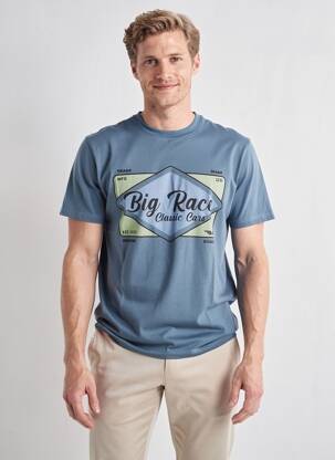 Tricou serigrafie flockată mâneci scurte albastru DAYTONA bărbat