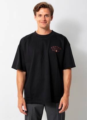 Tricou serigrafie flockată mâneci scurte negru DAYTONA bărbat