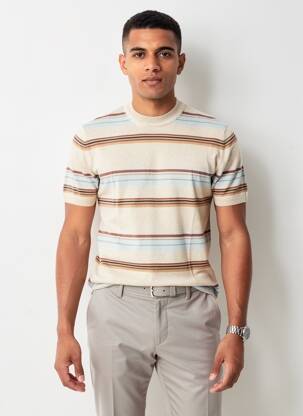 Tricou elasticitate mâneci scurte bej IRON AND RESIN bărbat
