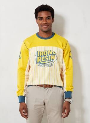 Tricou croială cambrată mâneci lungi galben IRON AND RESIN bărbat