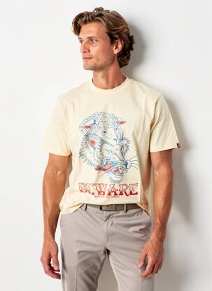 Tricou croială cambrată mâneci scurte bej IRON AND RESIN bărbat