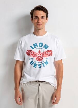 Tricou bio mâneci scurte alb IRON AND RESIN bărbat