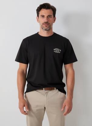Tricou croială dreaptă mâneci scurte negru DAYTONA bărbat