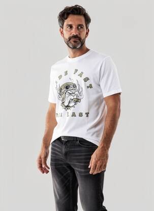 Tricou croială dreaptă mâneci scurte alb DAYTONA bărbat