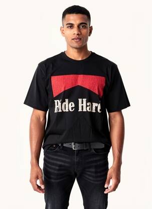 Tricou croială dreaptă mâneci scurte negru IRON AND RESIN bărbat
