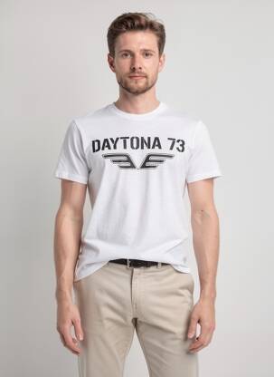 Tricou croială cambrată mâneci scurte alb DAYTONA bărbat
