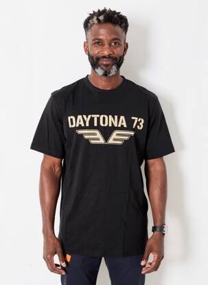 Tricou croială dreaptă mâneci scurte negru DAYTONA bărbat